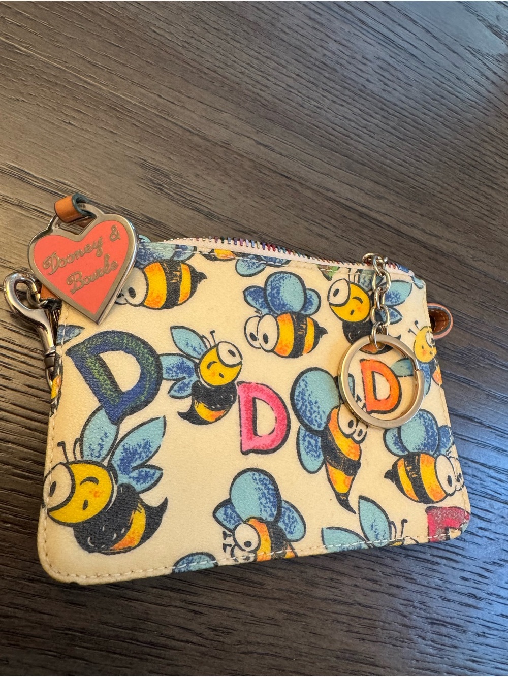 Dooney & Bourke Bee Print Coin Pouch - Cream/Yellow/Blue/Pink